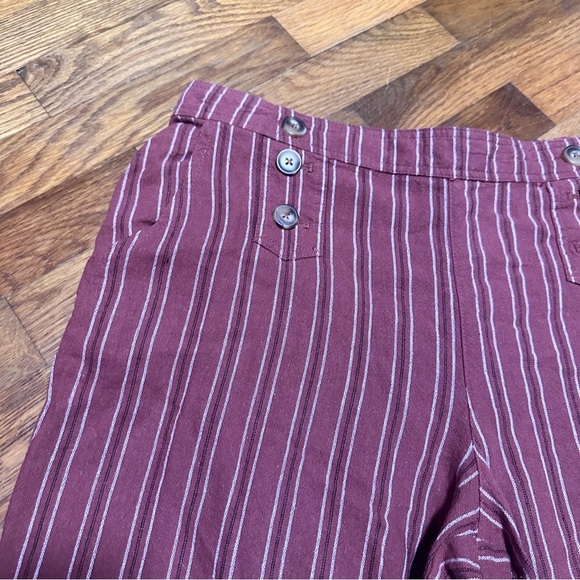 Maurices Rust White Striped Linen Rayon Elastic Waist Pants Size Large Nautical - Picture 3 of 16